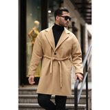 Erkek Kemerli Oversize Rahat Kesim Kaşe Kaban - XL - Vizyon