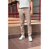 Erkek, Keten dokuma, Pamuklu kumaş, Regular fit, Mevsimlik Pantolon 294 - Vizon - 33