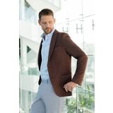 Erkek Kiremit Örme Slim Fit Torba Cep Mono Yaka Spor Ceket