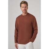 Erkek Kiremit Trend Bisiklet Yaka Rayon Sweatshirt
