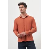 Erkek Kiremit Trend Slim Fit İtalyan Yaka Gömlek