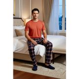 Erkek Kiremit ve Ekose Pijama Kombin Fonksiyonel Dayanıklı Kaliteli Konforlu Estetik Rahat