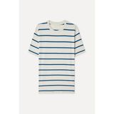 Erkek Kırık Beyaz Çizgili Comfort Fit Bisiklet Yaka T-Shirt