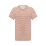 Erkek Kırmızı Keten Karışımlı Çizgili T-Shirt