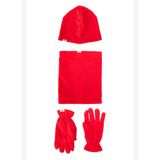Erkek Kırmızı Polar Bere Boyunluk Eldiven Set