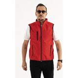 Erkek Kırmızı Slim Fit Dar Kesim Içi Polar Outdoor Softshell Yelek - XL