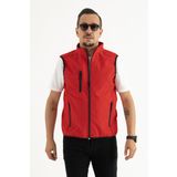 Erkek Kırmızı Slim Fit Dar Kesim içi Polar Outdoor Softshell Yelek