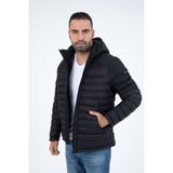 Erkek Kısa Çıkarılabilir Kapşonlu Dolgulu Su Itici Klasik Şişme Mont 9710 - 2XL - Siyah
