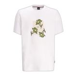 Erkek Kısa Kol Bisiklet Yaka Çiçek Desenli Pamuklu Beyaz T-Shirt 50536763-100