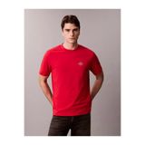Erkek Kısa Kol Bisiklet Yaka CK Yazı Detay Reqular Fit Kırmızı T-Shirt LV04RE802G-VMT