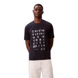 Erkek Kısa Kol Bisiklet Yaka CK Yazı Detay Reqular Fit Lacivert T-Shirt LV04RF814G-CEF