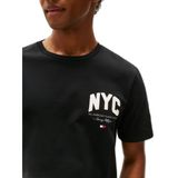 Erkek Kısa Kol Bisiklet Yaka NYC Yazı Desen Siyah T-Shirt MW0MW40427-BDS