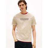 Erkek Kısa Kol Bisiklet Yaka Tommy Hilfiger Yazı Desen Slim Fit Bej T-Shirt MW0MW40324-ACG - 3XL