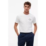 Erkek Kısa Kol Bisiklet Yaka Tommy Hilfiger Yazı Desen Slim Fit Beyaz T-Shirt MW0MW43224-YBR - XL