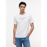 Erkek Kısa Kol Bisiklet Yaka Tommy Hilfiger Yazı Desen Slim Fit Beyaz T-Shirt MW0MW44359-YBR - 2XL