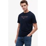 Erkek Kısa Kol Bisiklet Yaka Tommy Hilfiger Yazı Desen Slim Fit Lacivert T-Shirt MW0MW44359-DW5 - XL