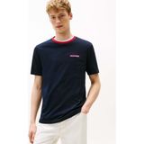 Erkek Kısa Kol Bisiklet Yaka Tommy Hilfiger Yazı Desen Slim Fit Mavi T-Shirt MW0MW39361-DW5