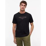 Erkek Kısa Kol Bisiklet Yaka Tommy Hilfiger Yazı Desen Slim Fit Siyah T-Shirt MW0MW44359-BDS