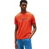 Erkek Kısa Kol Bisiklet Yaka Tommy Hilfiger Yazı Desen Slim Fit Turuncu T-Shirt MW0MW40324-SCX