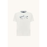Erkek Kısa Kol Pamuklu Bisiklet Yaka Balık Desenli Beyaz T-Shirt 26411059-108