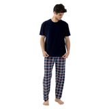 Erkek Kısa Kollu Ekose Desenli Pamuklu Pijama Takımı KO6303PJ-5 Ekose Desen M