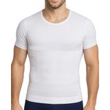 Erkek Kısa Kollu Korse Atlet Göğüs Jinekomasti ve Göbek Karın Toparlayıcı Fit Görünüm - Elilom (Beyaz, XL)