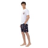 Erkek Kısa Kollu Pamuklu Popcorn Desenli Şortlu Pijama Takımı KO60100 Popcorn Desen 2XL