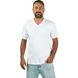 Erkek Kısa Kollu V Yaka Tişört - 001 - Beyaz - M