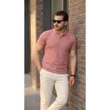 Erkek Kısa Kollu Yakalı Tişört - Gül Kurusu - 2XL