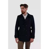 Erkek Kısa Kruvaze Trençkot Slim Fit 4030-Lacivert