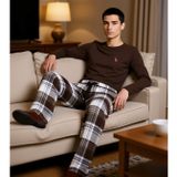 Erkek Kışlık Kareli Pijama Takımı Uzun Kollu Fonksiyonel Dayanıklı Kaliteli Konforlu Rahat
