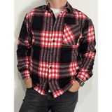 Erkek Kışlık Oduncu Gömlek Slim Fit Cepli - 2XL - Kırmızı