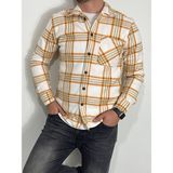 Erkek Kışlık Oduncu Gömlek Slim Fit Cepli - Sarı