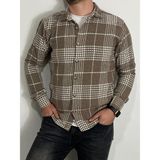 Erkek Kışlık Oduncu Gömlek Slim Fit - Koyu Kahverengi