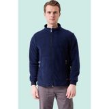 Erkek Kışlık Polar Mont Fermuarlı Isıtıcı Iş Güvenliği Galanthus Sıcak Tutan Rahat Ceket - Lacivert - 3XL