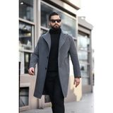 Erkek Kışlık Uzun Kaşe Kaban - Füme - S