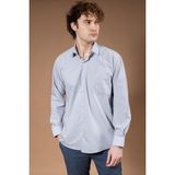 Erkek Klasik Düz Dakron Uzun Kollu Regular Kalıp Baba Kumaş Gömlek 8130 - 2XL - Gri