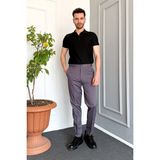 Erkek Klasik Gabardin Likralı Keten Pantolon - Gri - 52