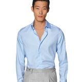Erkek Klasik Gömlek, Uzun Kollu, Düğmeli, Resmi İş Gömlekleri, Slim Fit (AÇIK MAVİ, 2XL)