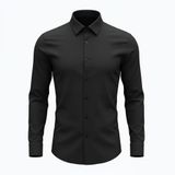 Erkek Klasik Gömlek, Uzun Kollu, Düğmeli, Resmi İş Gömlekleri, Slim Fit (SİYAH, M)