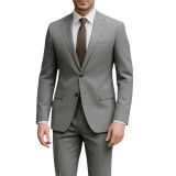 Erkek Klasik Gri Takım Elbise, 2 Düğmeli, Slim Fit, İş ve Resmi Kıyafet (Gri, 50)