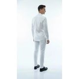 Erkek Klasik Slim Fit Gömlek – Nefes Alan Kumaş, Şık Ofis Gömleği, Beyaz/Siyah