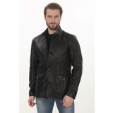 Erkek Klasik ve Modern Derimont Hakiki Kuzu Derisi Ceket Siyah El Yapımı Erkek Mont