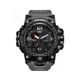 Erkek Kol Saati Analog Dijital Spor Siyah Moda Trend Saat Gri Renk 1545