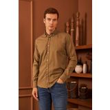 Erkek Kolay Ütülenebilir Oxford Slim Fit Gömlek Haki MARS36