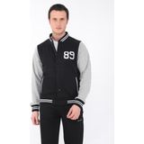 Erkek Kolej Ceket 3 Iplik Içi Fileli Kolej Ceket - Siyah - Gri Melanj - 2XL