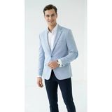 Erkek Kolu Yamalı Blazer Ceket – Bebe Mavi Renk, İtalyan Kesim Şık Ve Modern Tasarım