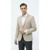 Erkek Kolu Yamalı Blazer Ceket – Taş Renk, İtalyan Kesim Slim Fit, Şık Tasarım