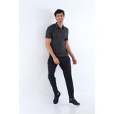 Erkek Kombin Mini Jaker Antrasit Polo Yaka Kısa Kol T-Shirt, Dar Paça Eşofman Tişört Alt-Üst Takım - 113 - 3XL - Antrasit Melanj