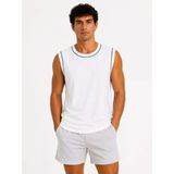 Erkek Kontrast Biyeli Kolsuz Atlet Bisiklet Yaka Yazlık Basic Atlet - Beyaz - Beyaz / 2Xl